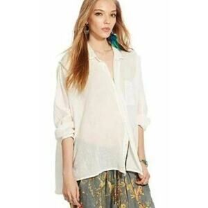 Denim & Supply Ralph Lauren Boyfriend Shirt Top Xl Cotton Gauze Button Up Down